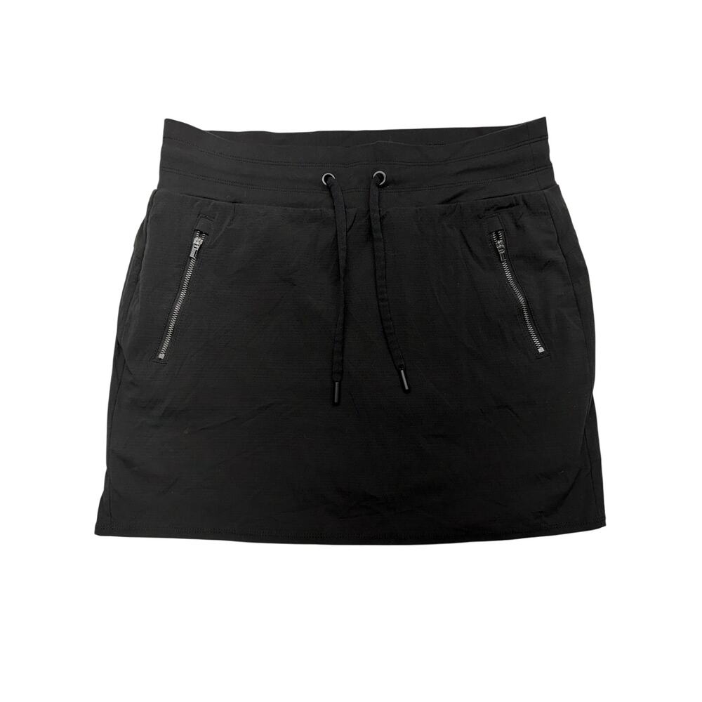 Athleta Women’s Size 8 Black Athletic Skort Drawstring Zip Pockets Stretch